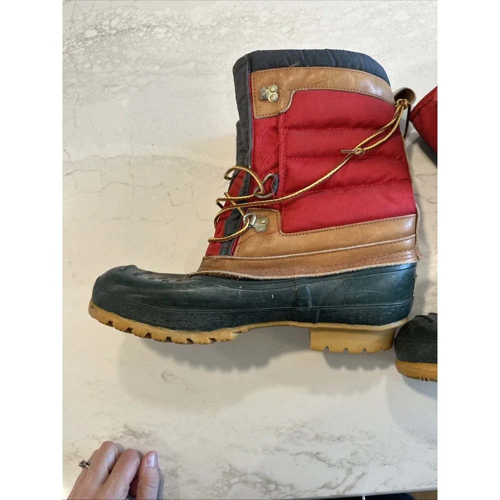 Vintage Mens 12 Lands End Snow boots Water Repellent sherpa- Wear Or Camp Decor
